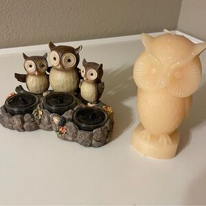 Owl Candle Bundle Yankee Candle Co Triple Owl Tea Light Resin Owl Figurine Chi O
